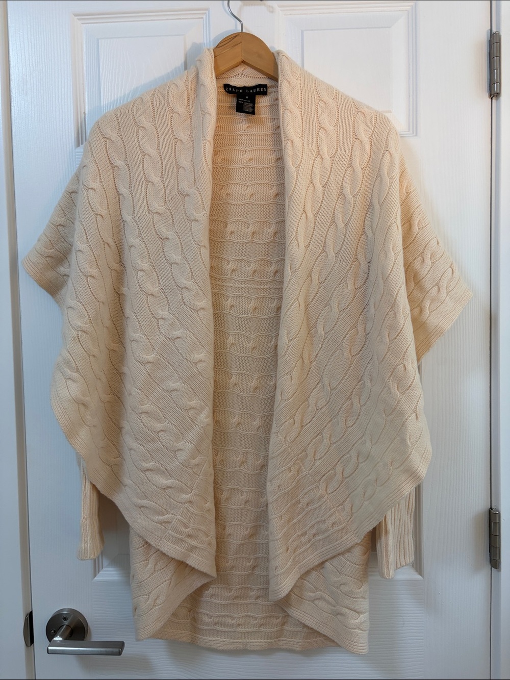 Ralph Lauren Black Label Cream Cable-Knit Open Front Cardigan